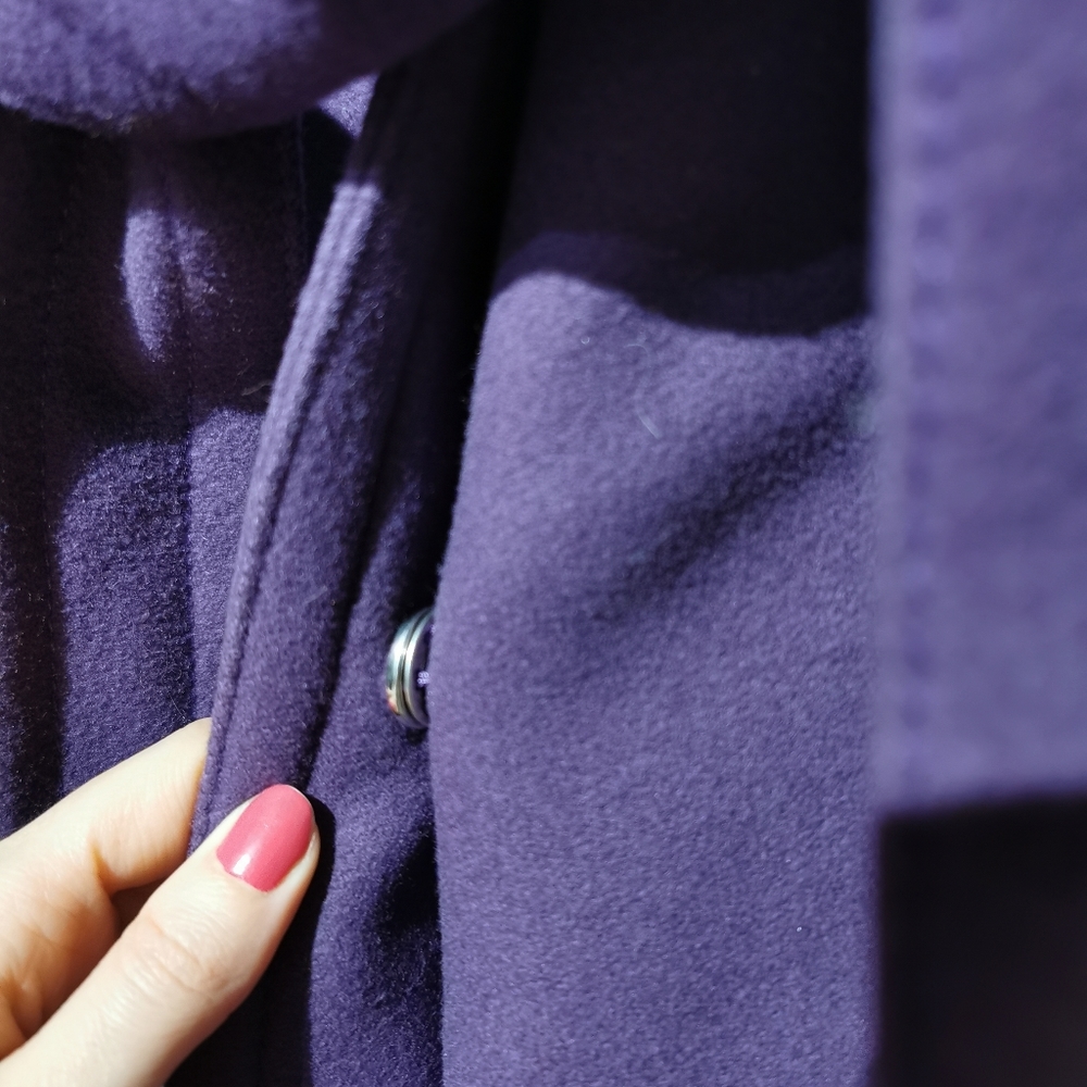 Rare vintage Benetton purple 80% wool tie front hidden button coat s38 - Picture 4 of 6